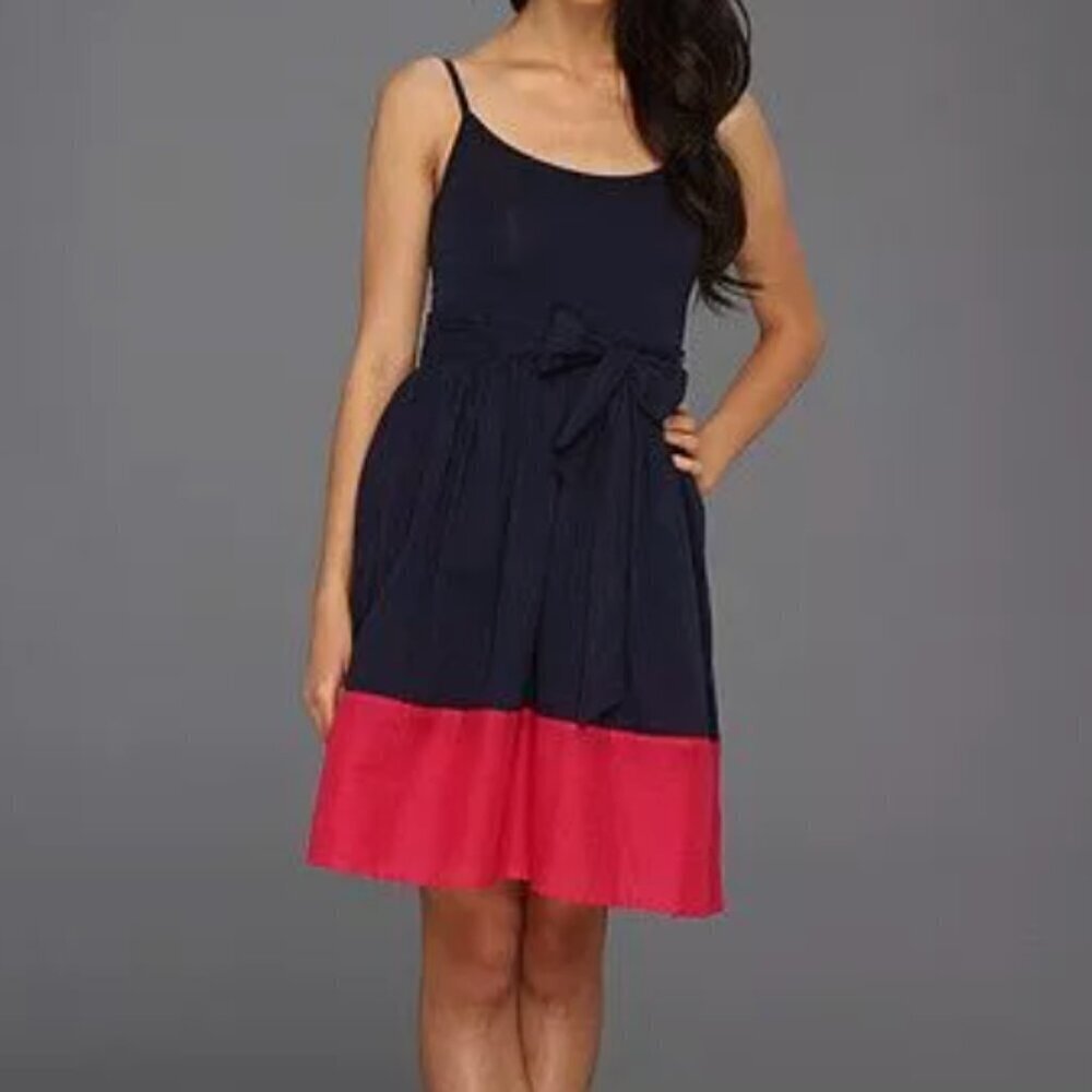 NWT French Connection | Navy Blue Dress with Pink Detailing